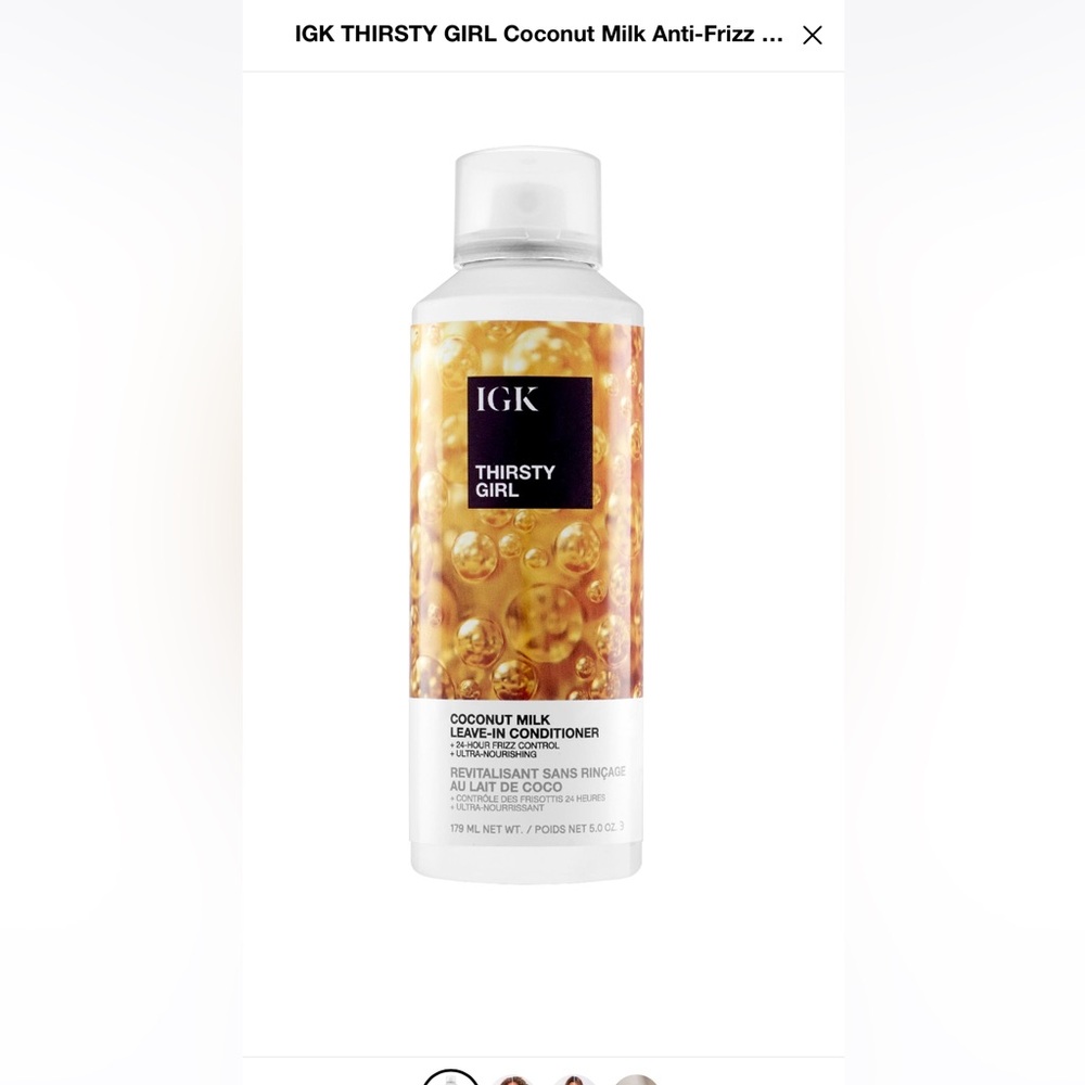 GK Thirsty Girl Coconut Milk Leave-In Conditioner - White and Gold